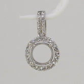 Sterling Silver Semi Mount Pendant Setting Round RD 6.5mm Halo Topaz Solitaire - Syzjewelry